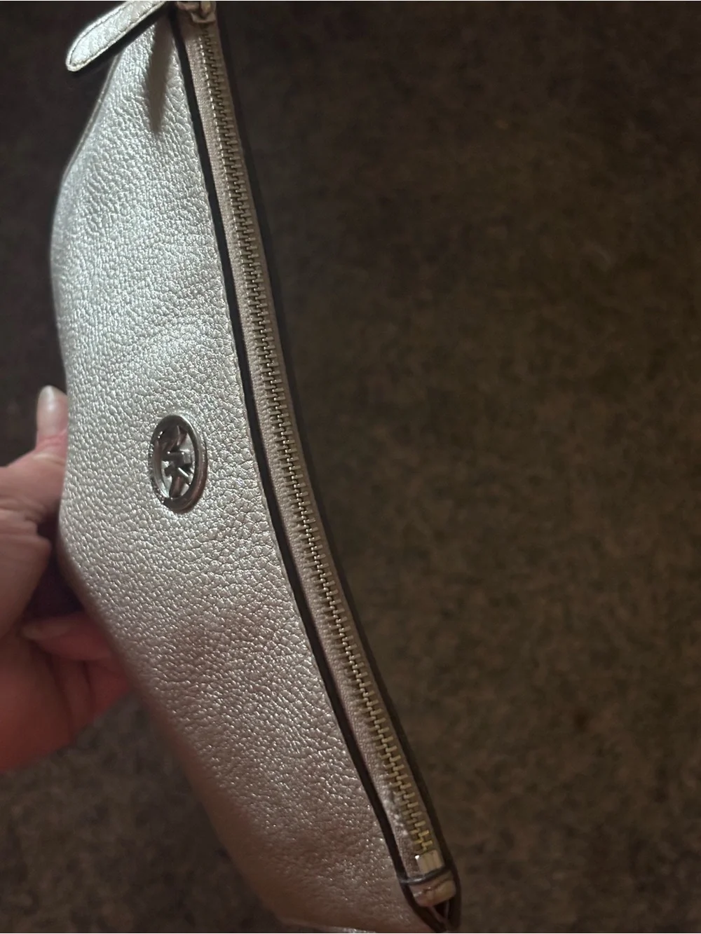 Michael Kors Gray Metallic Interior Wristlet